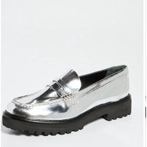 REFORMATION Silver Agathea Chunky Loafers Size 7.5